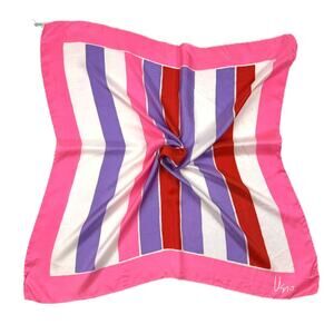 Vera Silk Square Scarf Pink Purple Red Stripes Retro 60s Vibes Japan 26x27